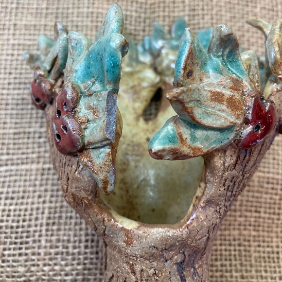 Fox Pass Pottery Hollow Tree Sculpture signed B Larkin 2001 - Picture 7 of 7